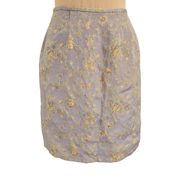 Tahari Vintage Light Purple Pant Suit with Green and Orange Flowers Sz 6 - Picture 8 of 16